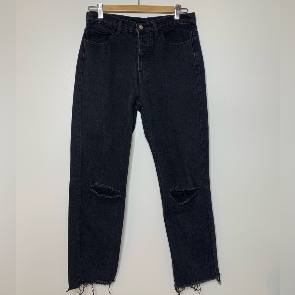 Princess Polly Distressed Black Jeans Size 8